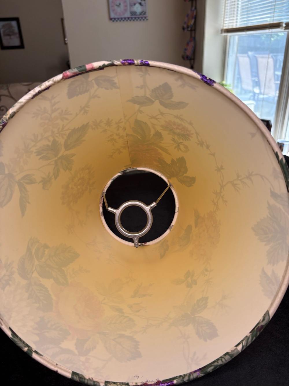 Handmade Floral Lampshade With White Fabric Base And Pink Rose Patterns - Picture 5 of 9